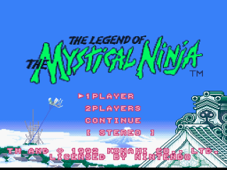 Ganbare Goemon title screen for Super Famicom